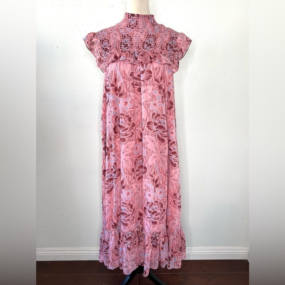 LIKELY Revolve Levine Day Dress Floral Maxi Pink Ruffle Calico Size 12 - Picture 4 of 14